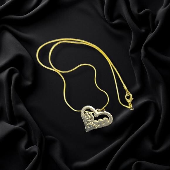 Heart Zipper Gucci Pull Button Charm with Free 18in Gold Plated Snake Chain - Picture 6 of 6